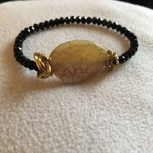 Beautiful black, gold, natural gemstone bracelet